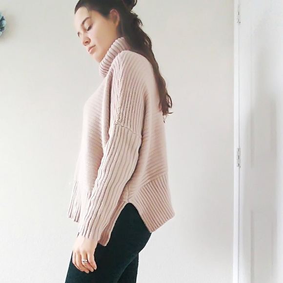 Tan Ribbed Turtleneck - Picture 2 of 4